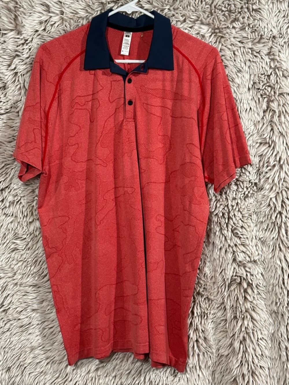 Men's Red Polo with Navy Contrast Collar